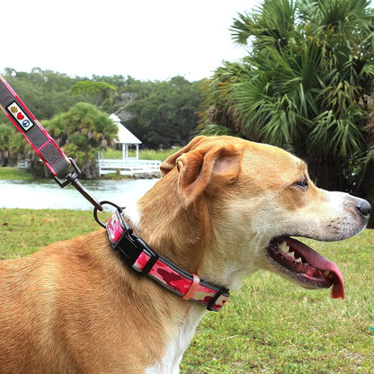 Medium Camouflage Pink and Black Padded Dog Collar