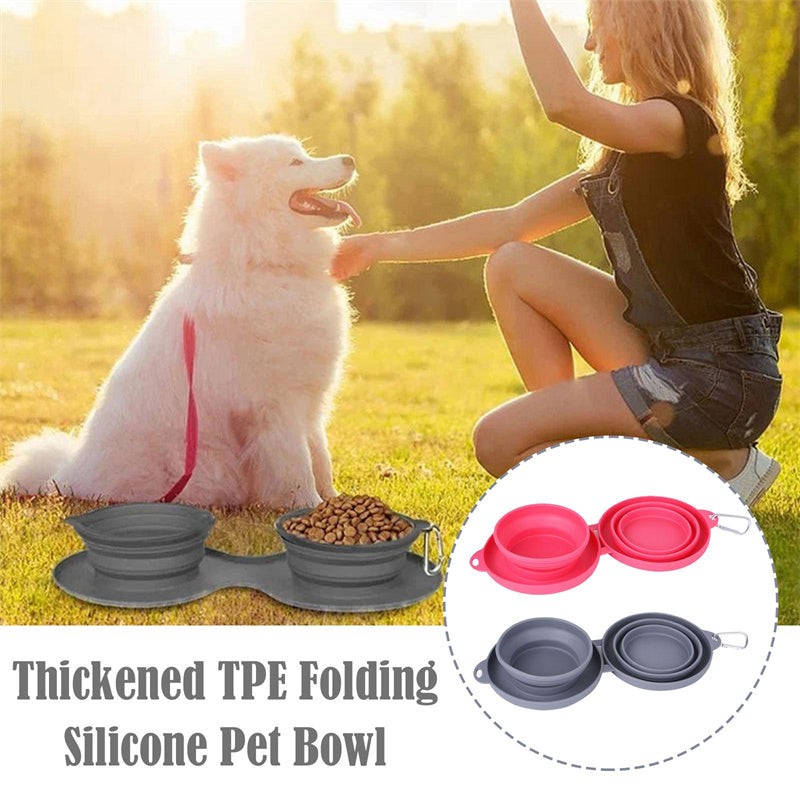 Foldable Double Bowl Pet Feeding Station for Dogs and Cats