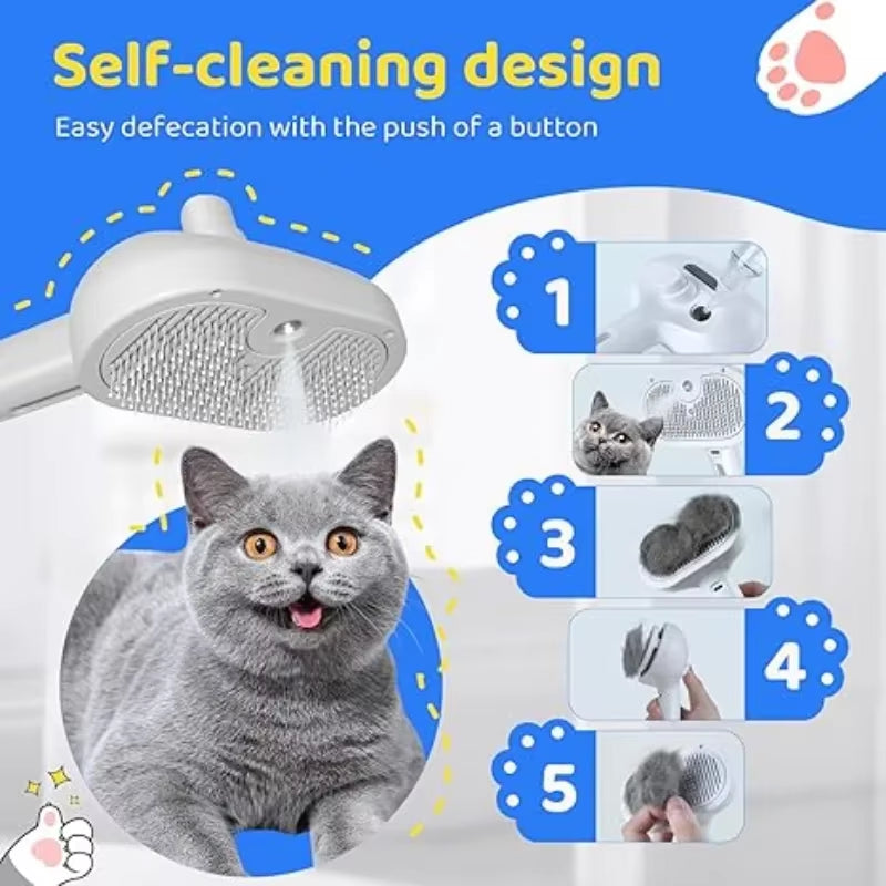3-in-1 Electric Pet Grooming Brush with Steam Spray and Massage Function for Effective Hair Removal and Anti-Tangle Care