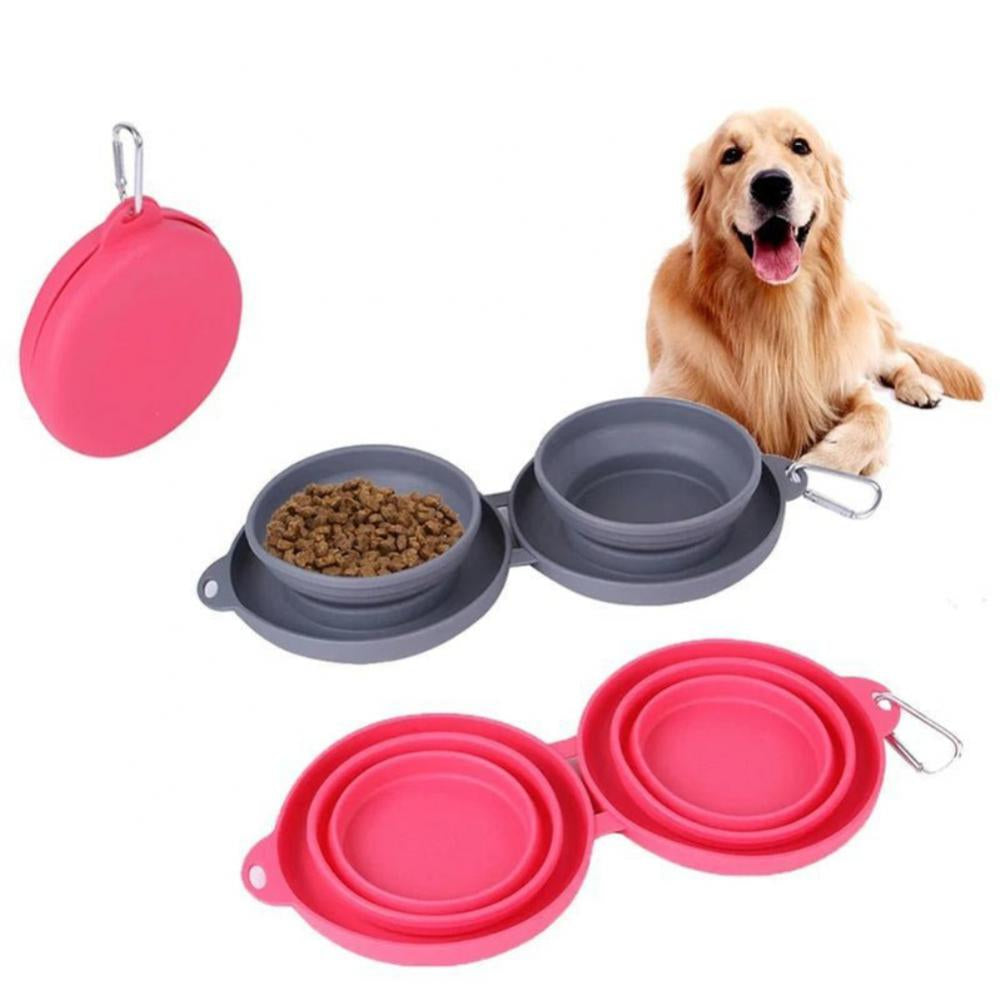Foldable Double Bowl Pet Feeding Station for Dogs and Cats
