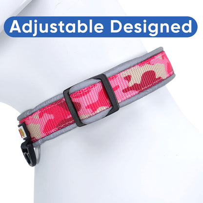 Medium Camouflage Pink and Black Padded Dog Collar