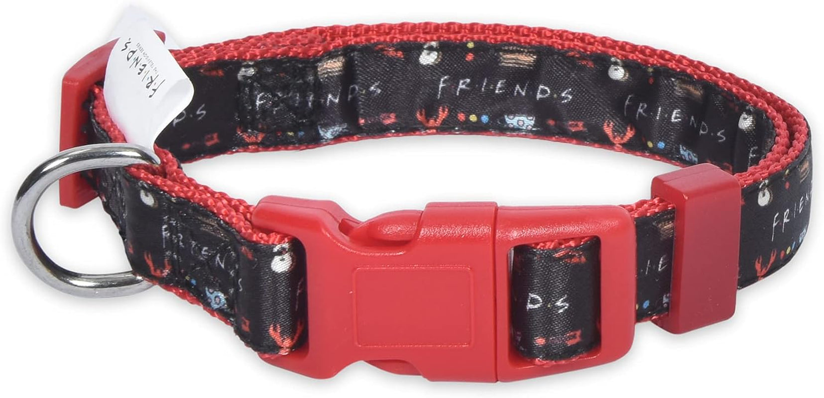 Friends Merchandise: Classic TV Show Dog Collar in Black with D-Ring for Medium Breeds