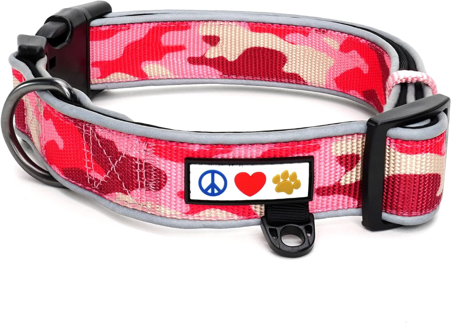 Medium Camouflage Pink and Black Padded Dog Collar