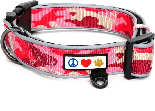 Medium Camouflage Pink and Black Padded Dog Collar