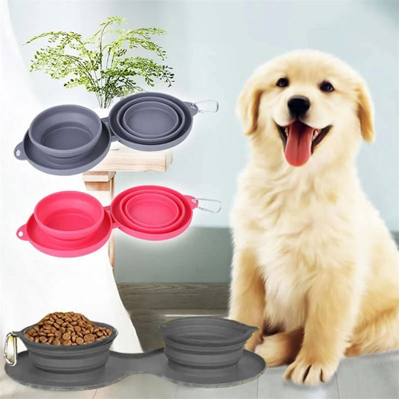 Foldable Double Bowl Pet Feeding Station for Dogs and Cats