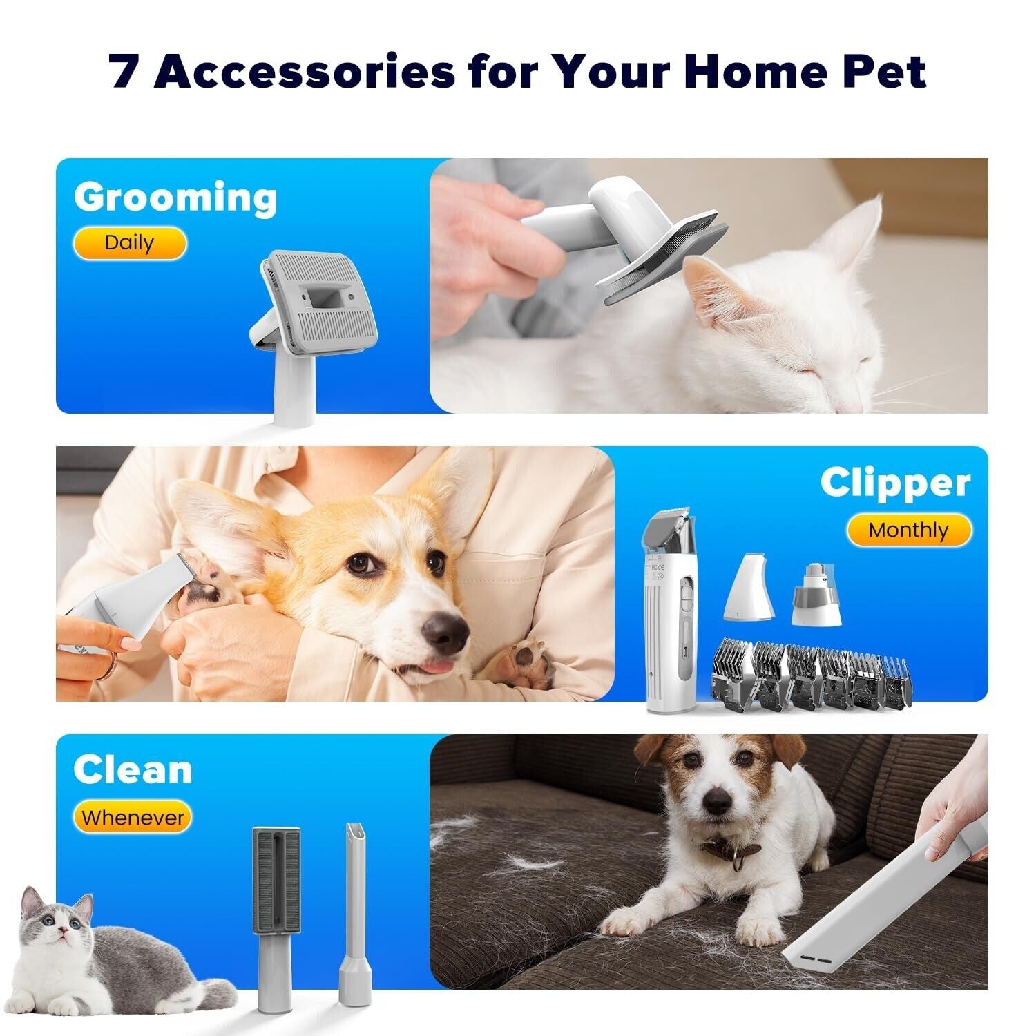 Professional Dog Grooming Kit with High-Power Vacuum and 15000 Pa Suction Capacity